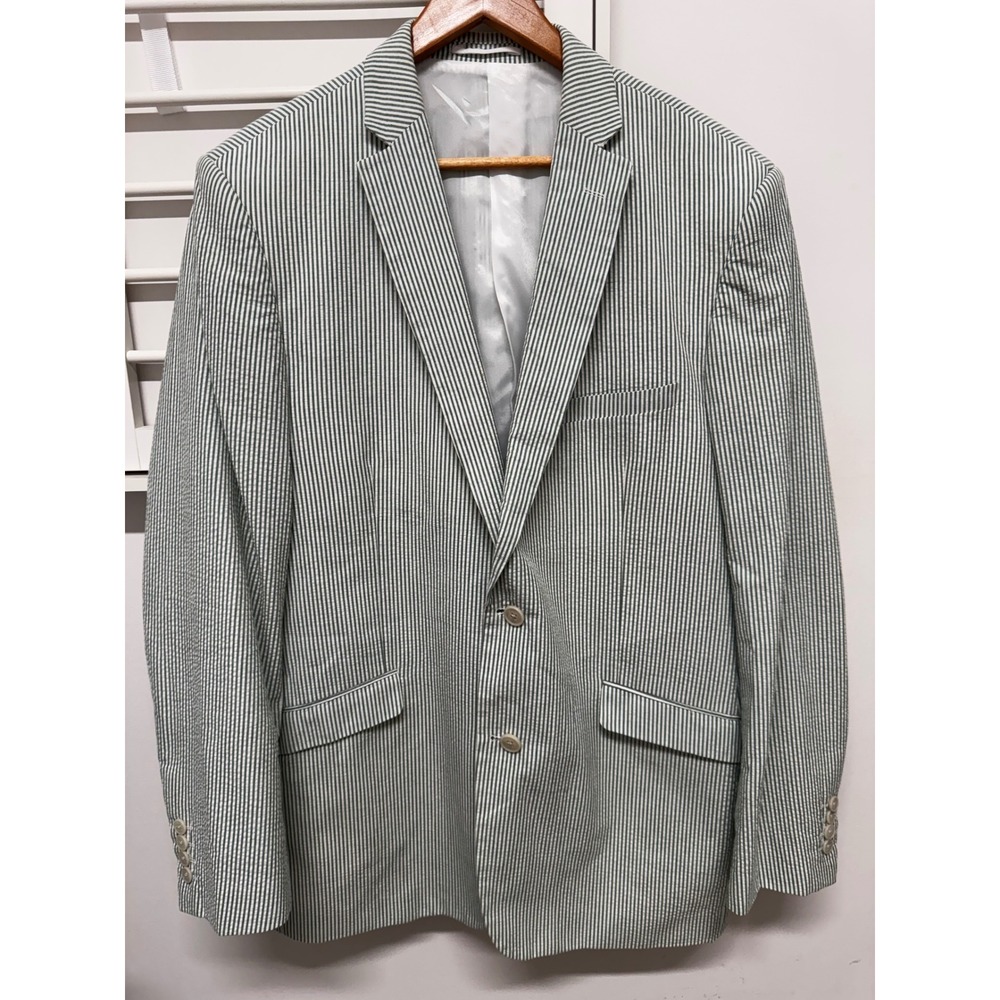 US Polo Assn Mens Seersucker Blazer Green White Sport Coat Jacket 44L